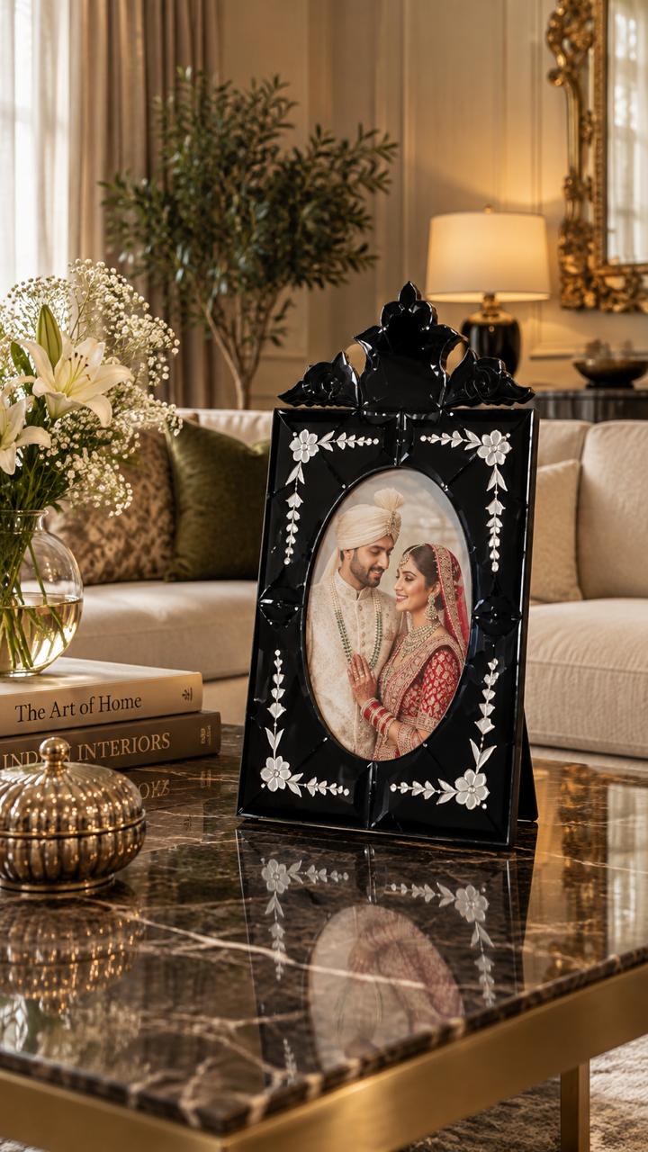 Black Venetian Table Photo Frame (Set of 2 pcs) Venetian Design