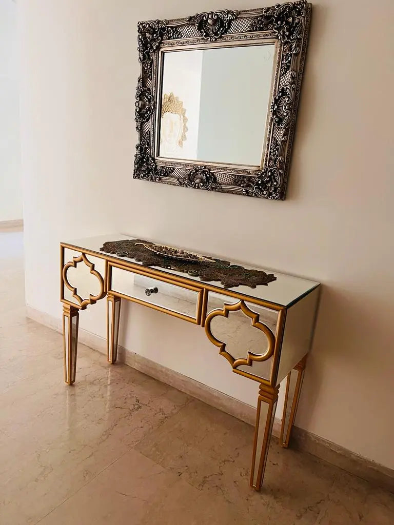 Silver & Golden Mirrored Console