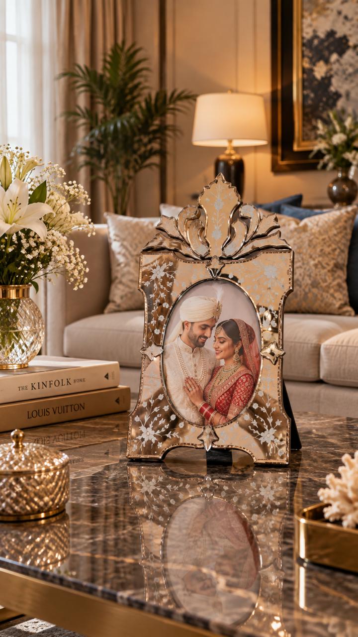 Rose Gold Venetian Table Photo Frame Venetian Design