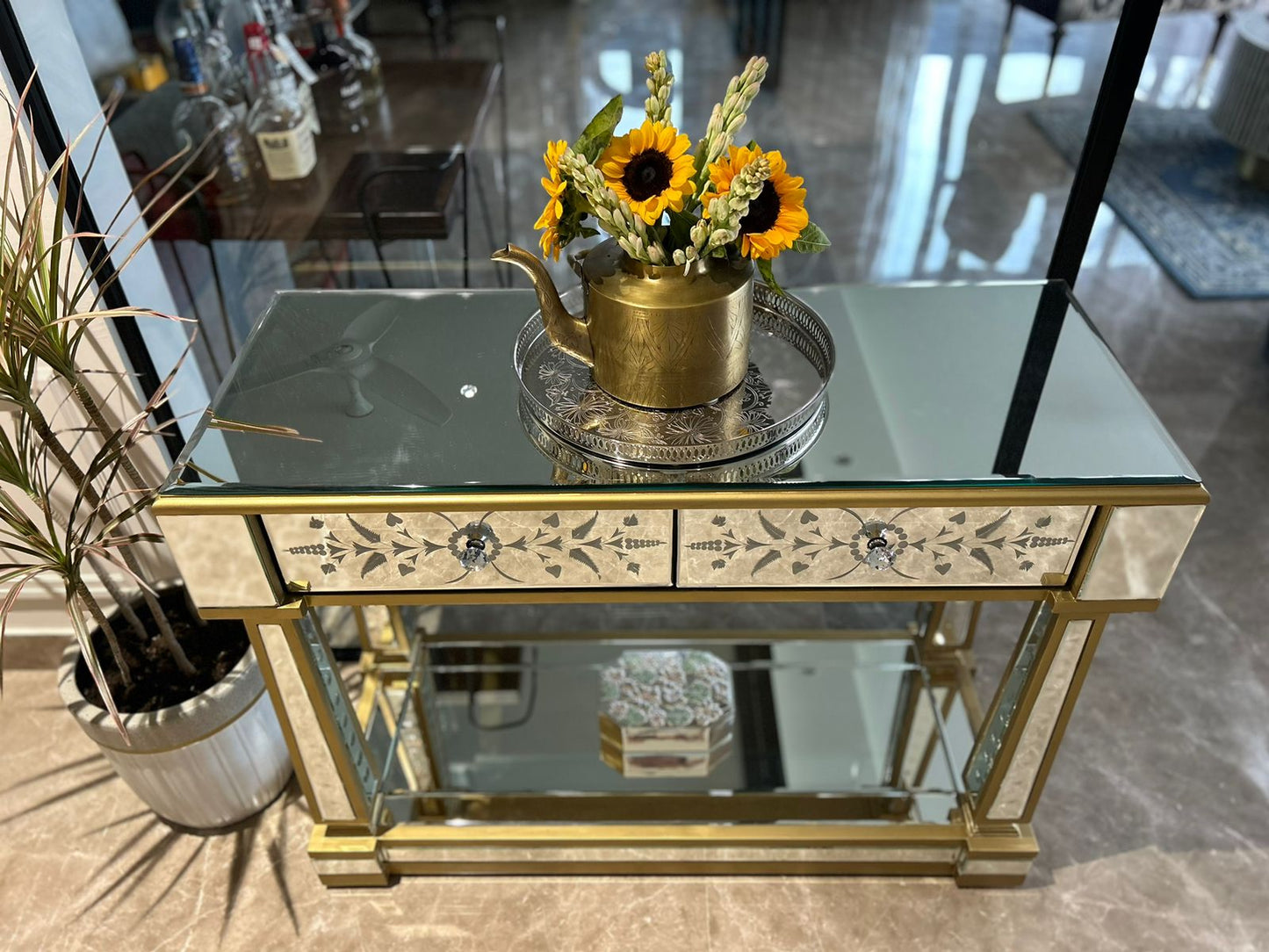 Golden Venetian Console with Drawers Venetian Design - Shop Venetian Mirrors and Furniture | Worldwide Shipping