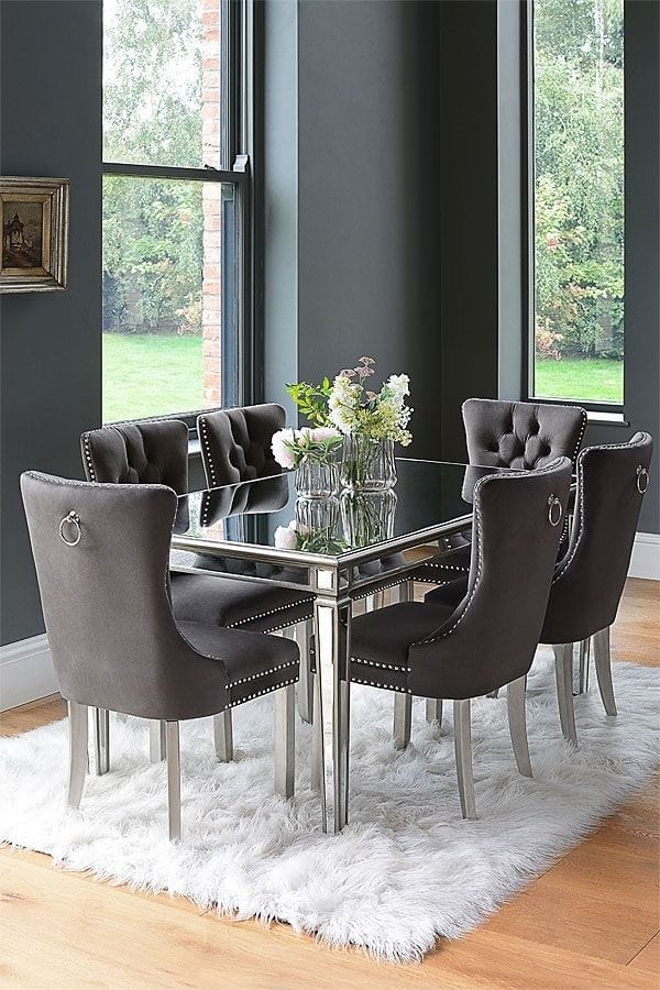 Seater Mirrored Dining Table with Chair - Main Image
