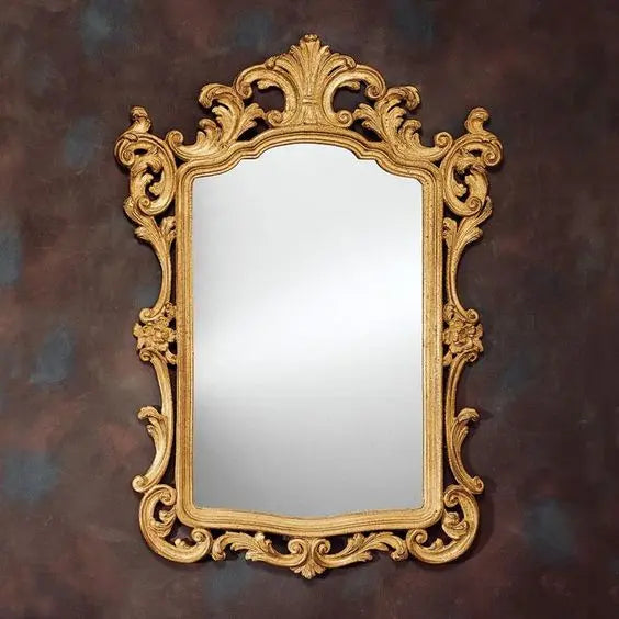 Golden Wooden Frame Wall Mirror