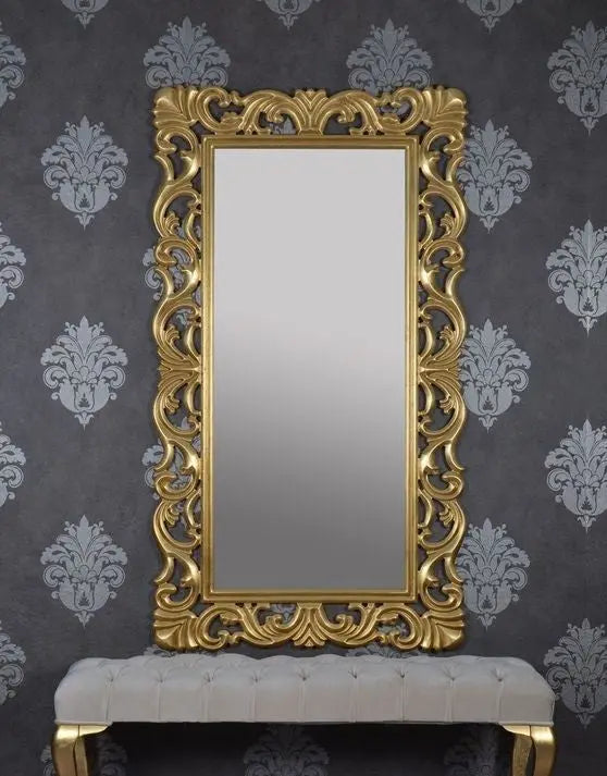 Golden Wooden Frame Wall Mirror