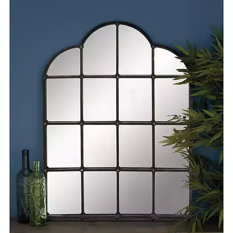 Dark Crown Frame Windowpane Mirror