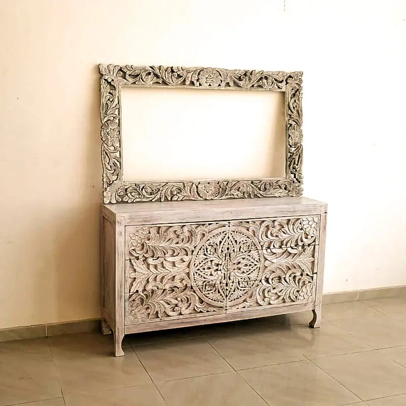 White Distress Side Board