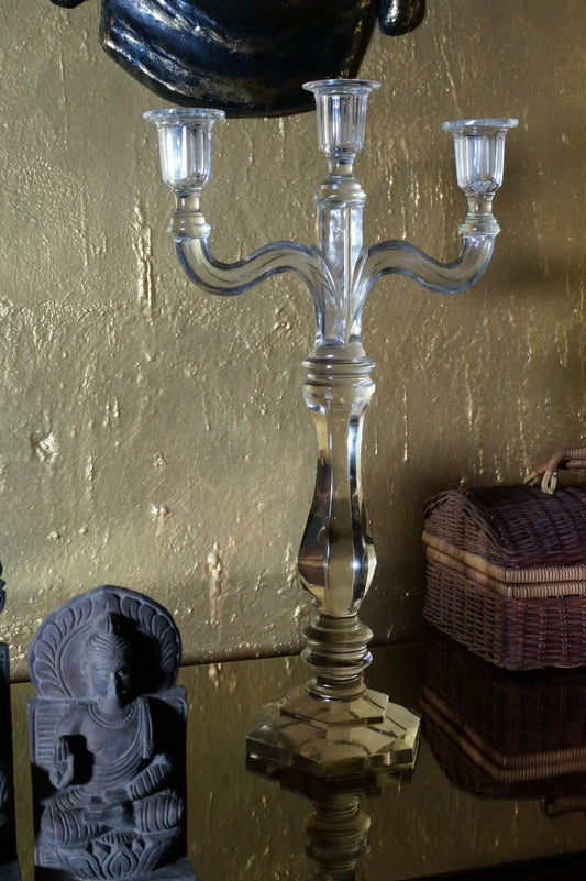 Glass Candle Stand, 3 Candle Holders Venetian Design