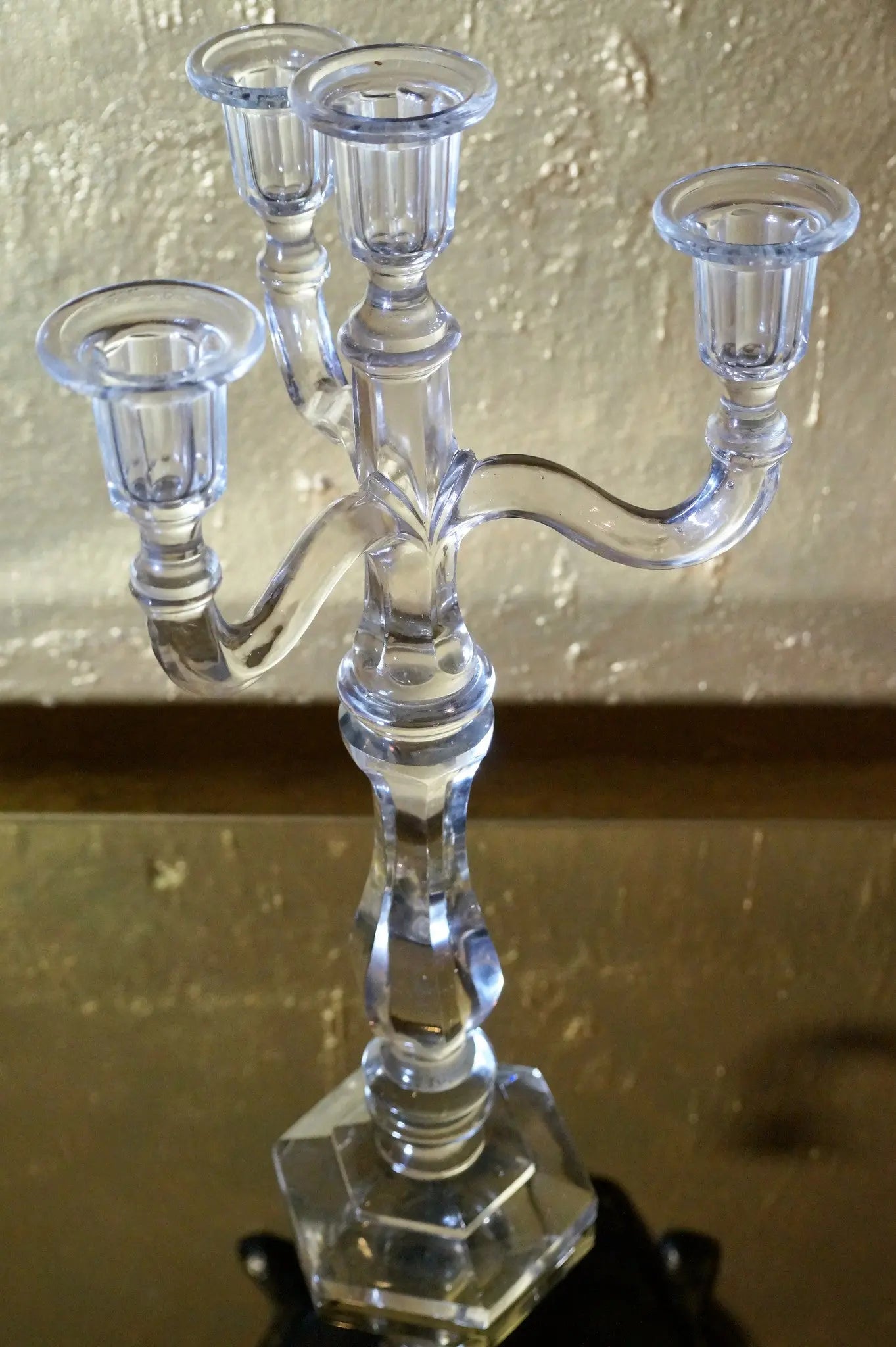 Glass Candle Stand, 4 Candle Holders Venetian Design