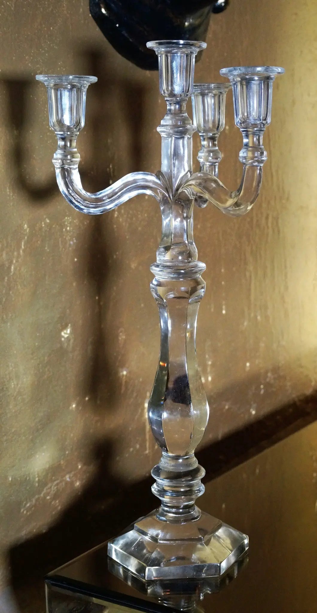Glass Candle Stand, 4 Candle Holders Venetian Design