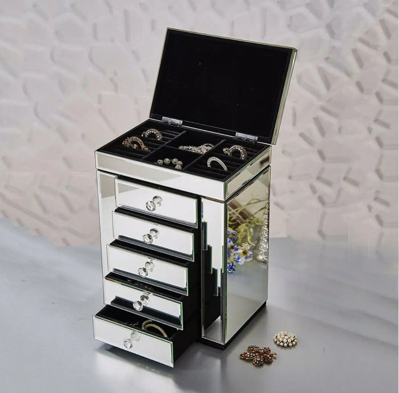 Silver Mirrored Jewellery Box