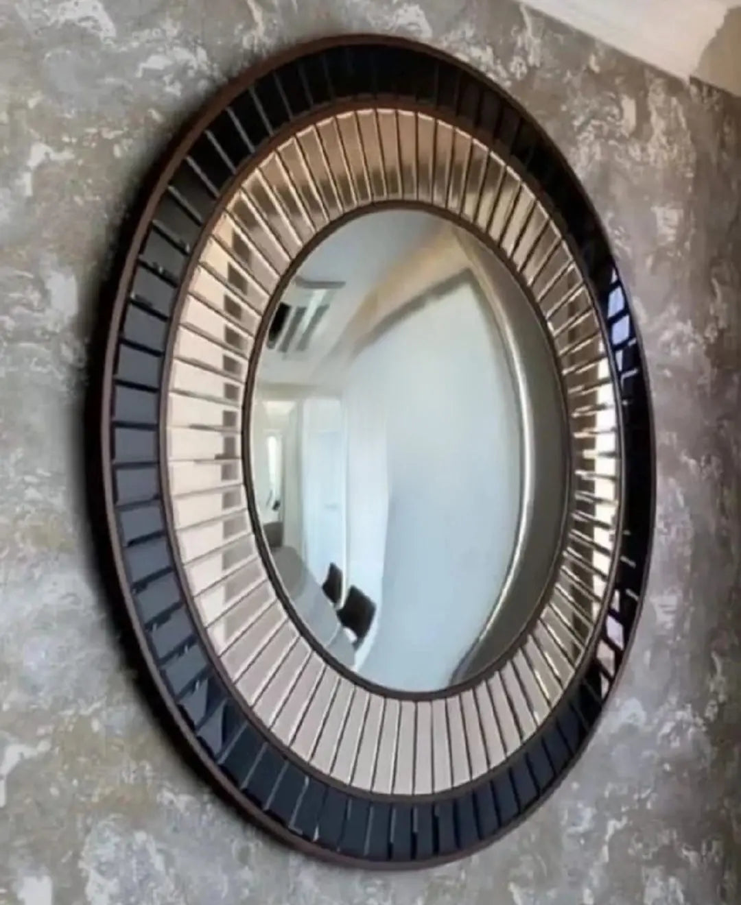 Round Black and Rose Gold Modern Mirror VDR-674 Venetian Design