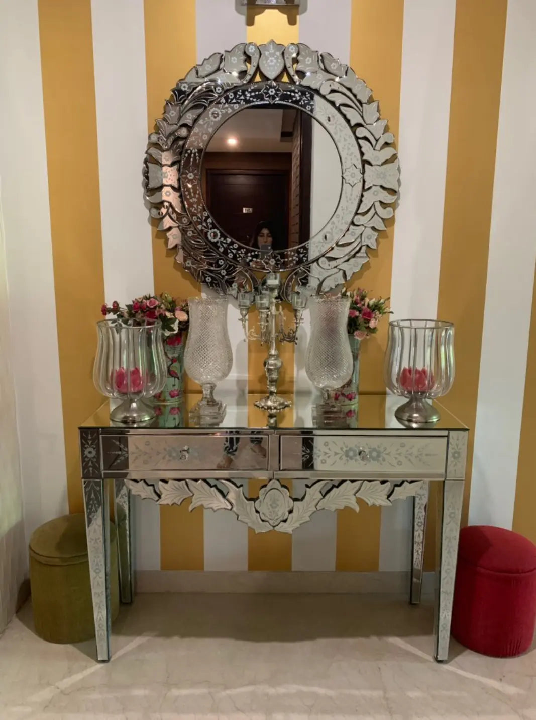Venetian Mirror and Console Set Venetian Design 100% Heart Made Products