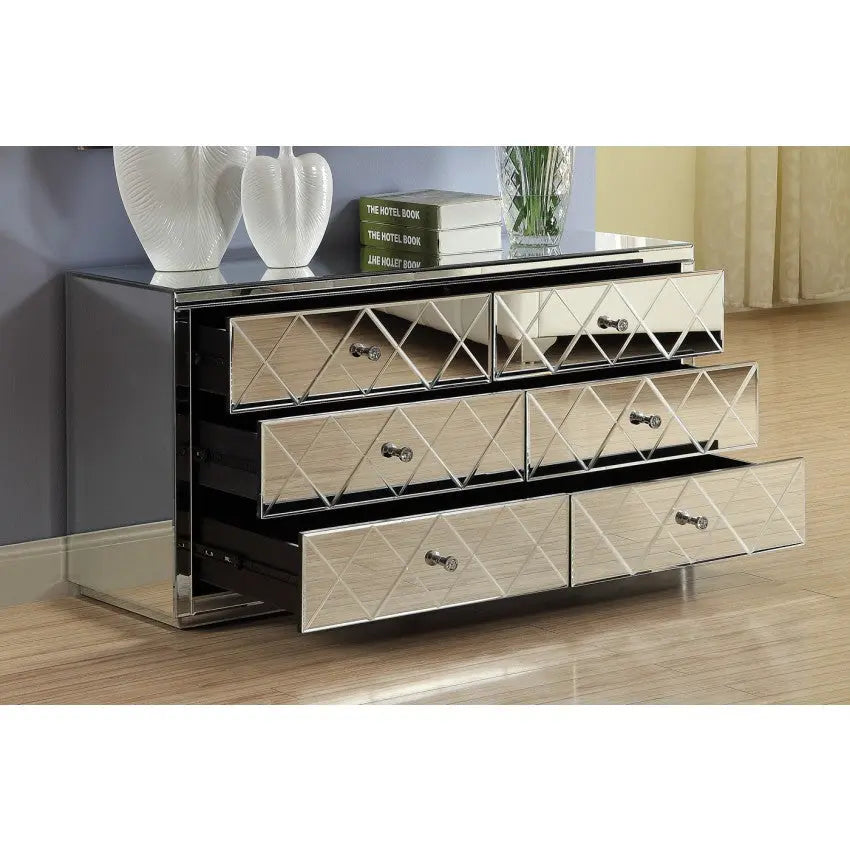 Mirrored Dressing Table, Low Chest 6 Drawer VDHZ1004 Venetian Design