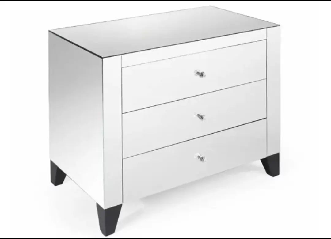 Mirrored Bed Side Table, 3 Drawers VDHZ1019 Venetian Design