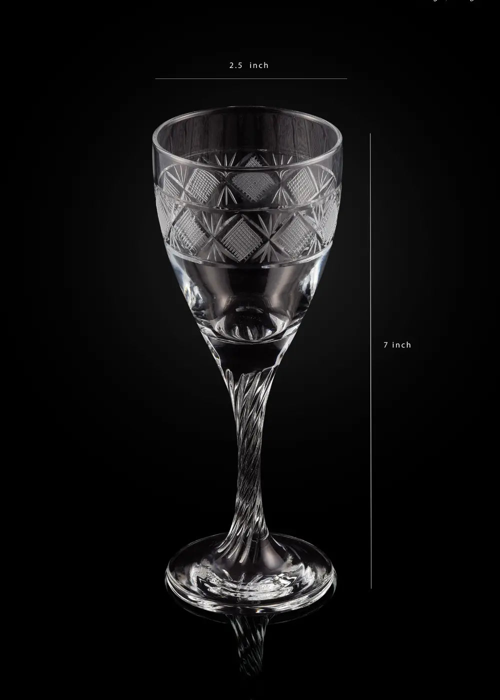 Crystal Hand Cut Wine Glass (Set of 2) WG-14 Venetian Design (The boutique factory) 100% Heart Made Products