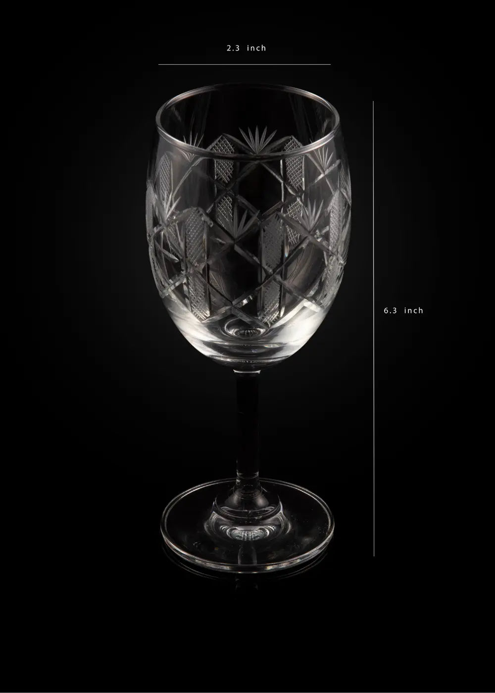 Crystal Hand Cut Wine Glass (Set of 2) WG-15 Venetian Design (The boutique factory) 100% Heart Made Products