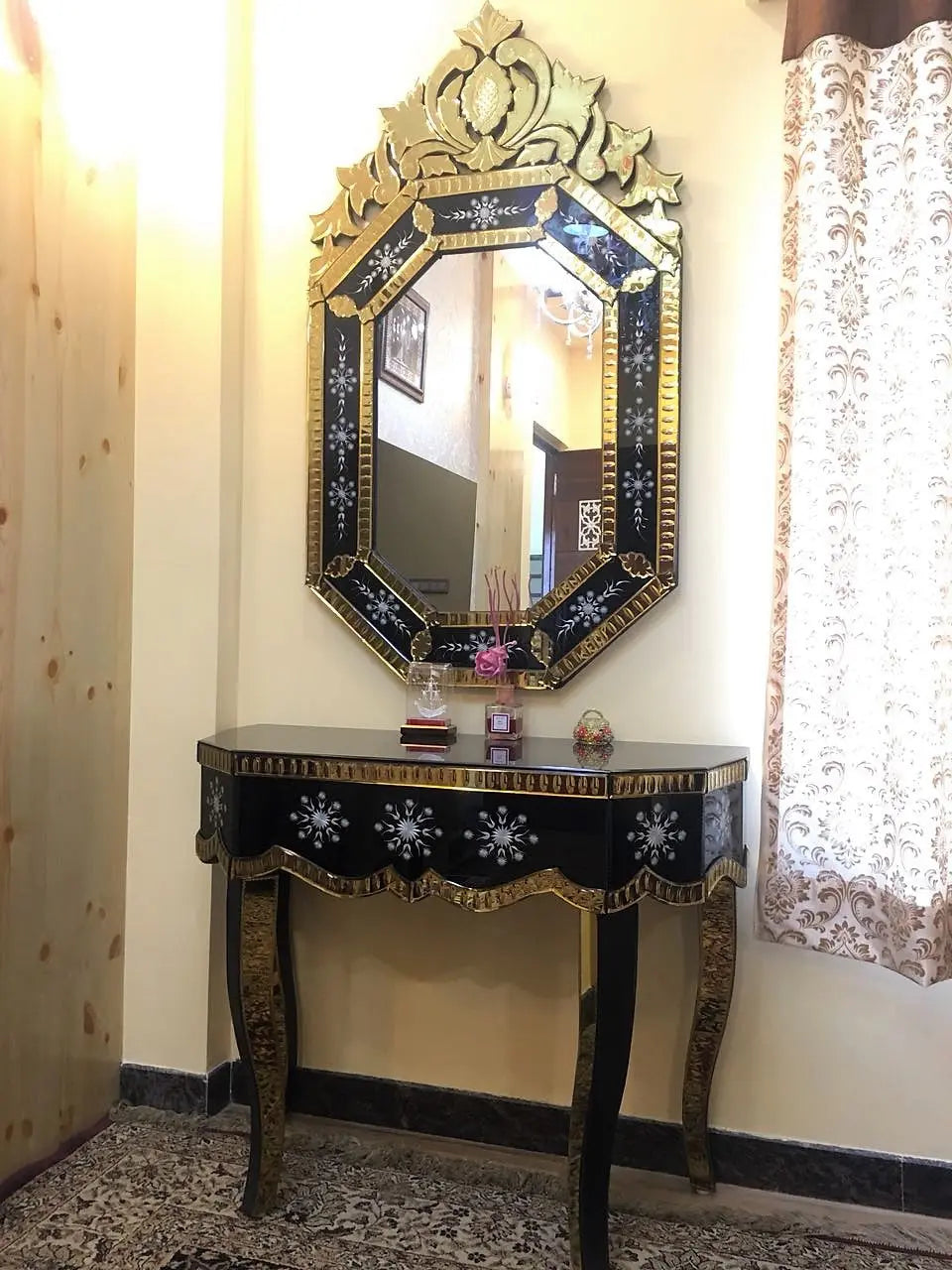 Venetian Mirror and Console Set Venetian Design 100% Heart Made Products