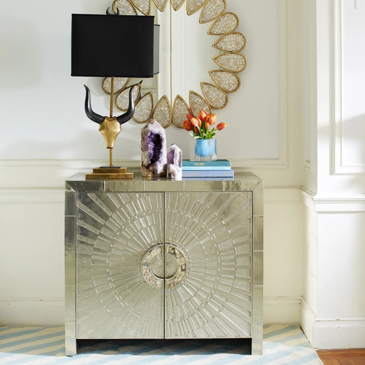 Metal Console Cabinet Venetian Design