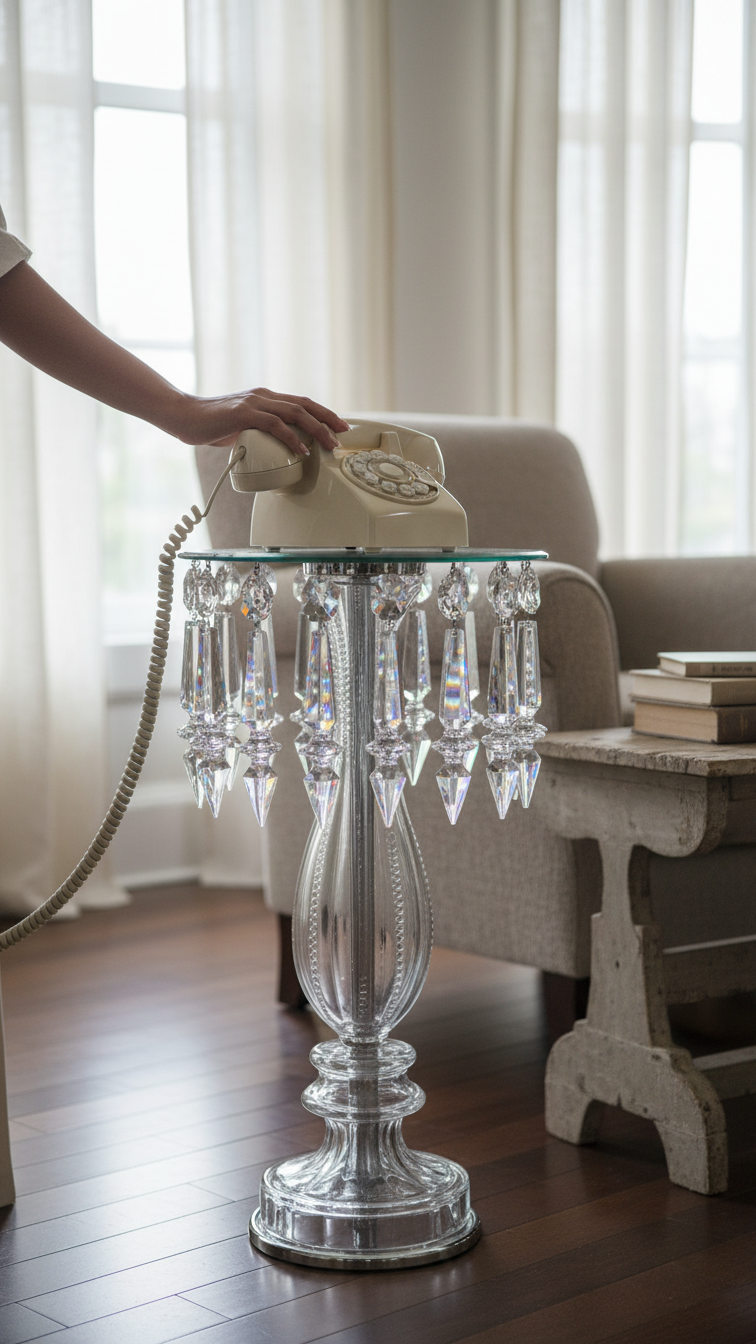 Crystal Glass Side Table Venetian Design