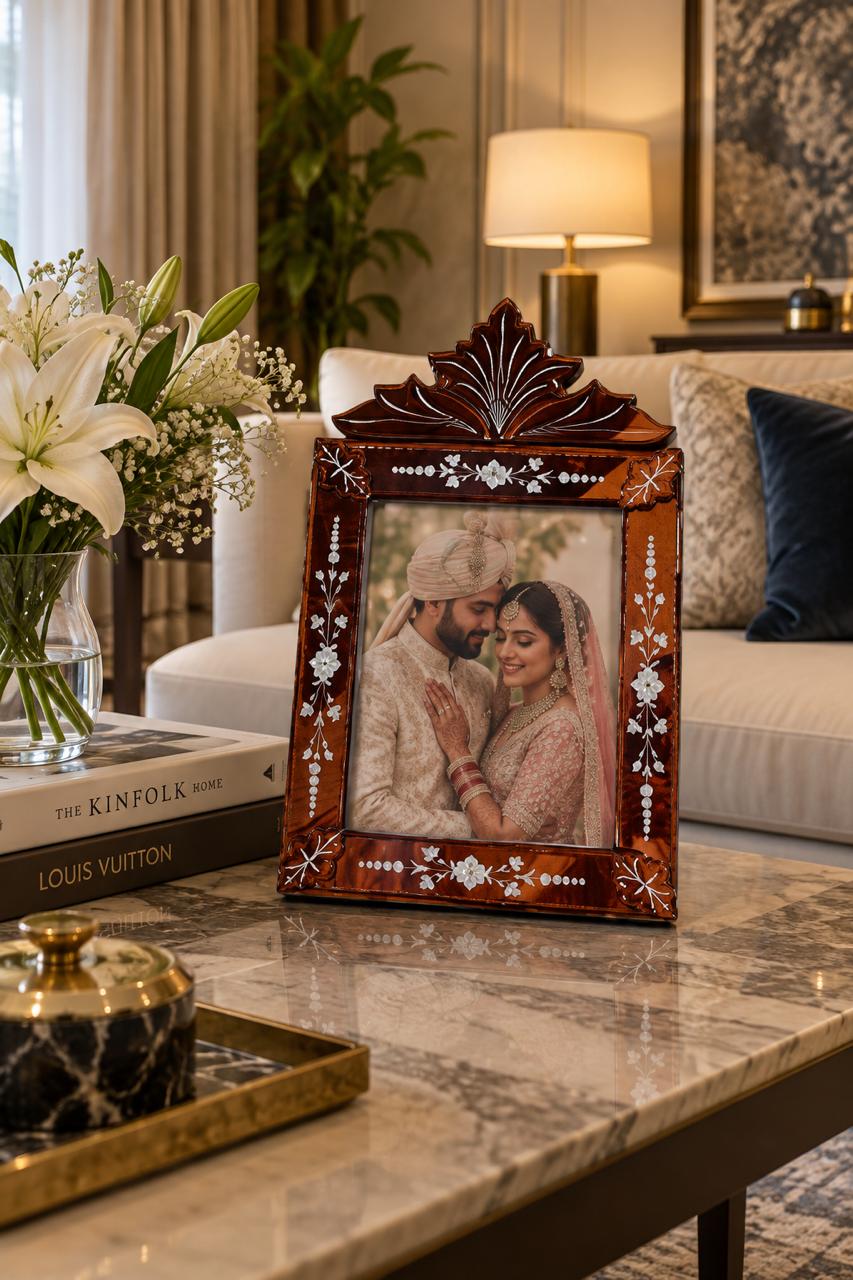 Copper Venetian Table Photo Frame - Vertical Venetian Design