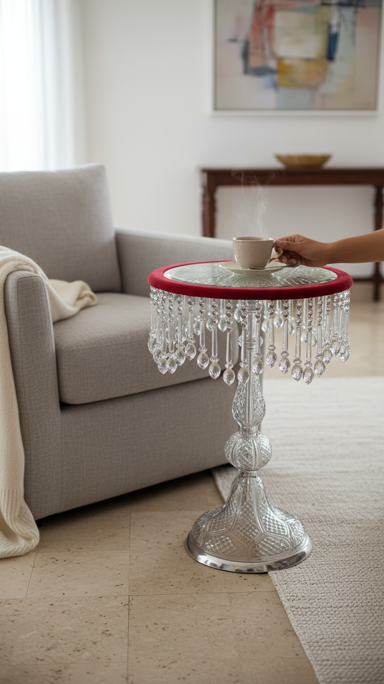 Crystal Cut Glass Table Venetian Design