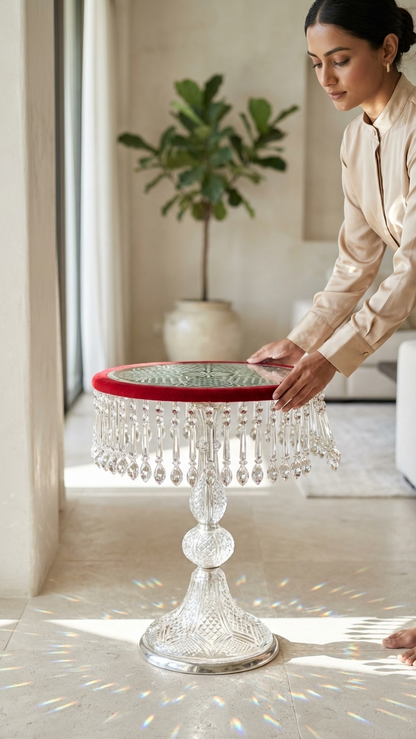 Crystal Cut Glass Table Venetian Design