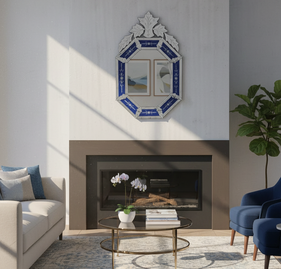 Octa Blue Venetian Mirror Venetian Design - Shop Venetian Mirrors and Furniture | Worldwide Shipping