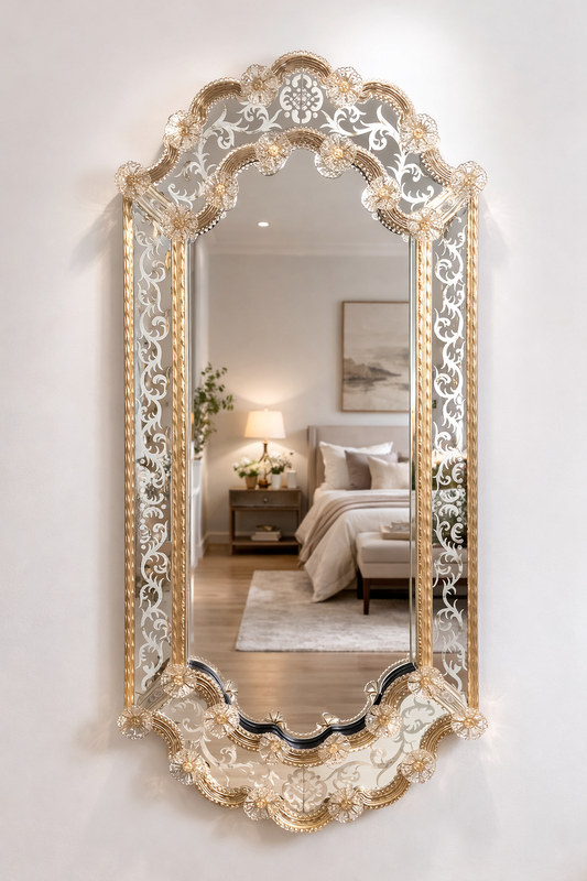 Genoa Murano Mirror Venetian Design - Shop Venetian Mirrors and Furniture | Worldwide Shipping
