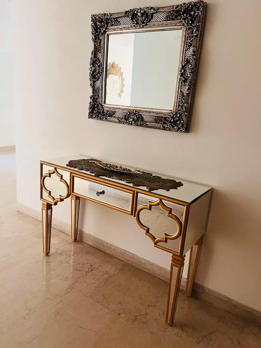 Silver & Golden Mirrored Console Venetian Design (The boutique factory) 100% Heart Made Products