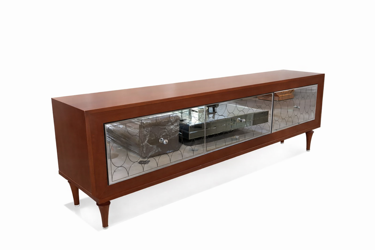 Mid-Century Modern Wooden Console with Mirrored Drawers Venetian Design - Shop Venetian Mirrors and Furniture | Worldwide Shipping