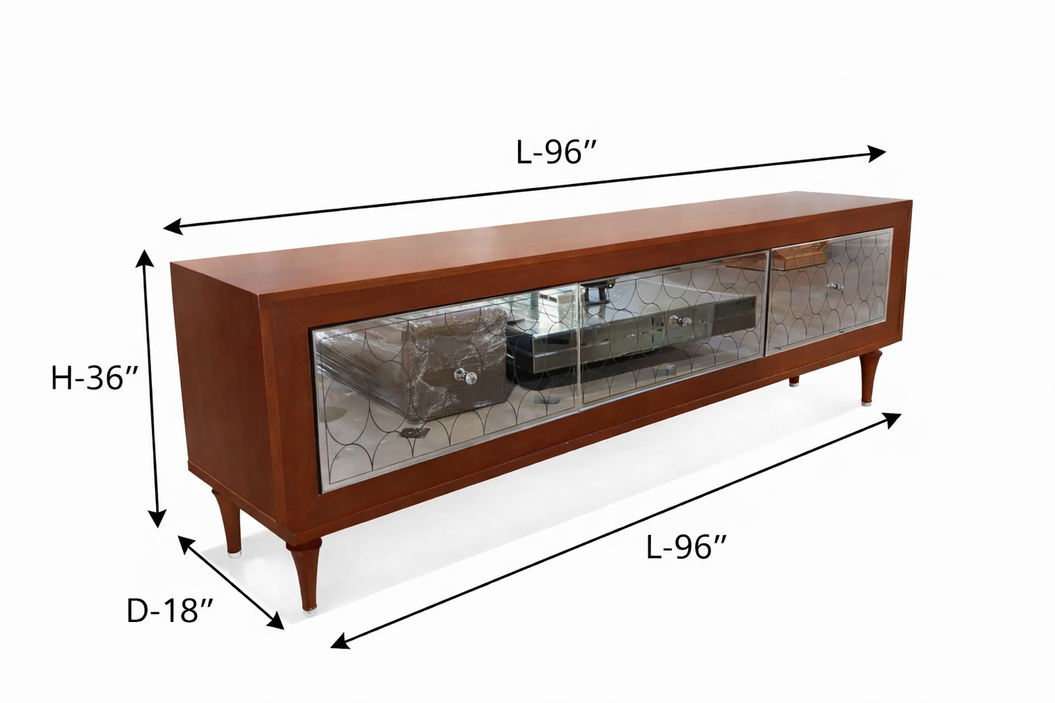 Mid-Century Modern Wooden Console with Mirrored Drawers Venetian Design - Shop Venetian Mirrors and Furniture | Worldwide Shipping