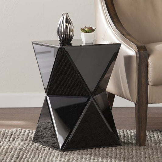 GlitzGlow Grey Mirrored Side Table Venetian Design (The boutique factory) 100% Heart Made Products