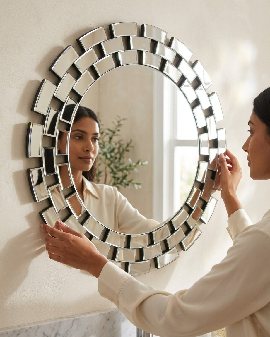Round Bricks Wall Mirror VDR-471 Venetian Design