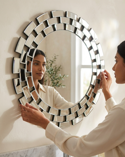 Round Bricks Wall Mirror VDR-471 Venetian Design