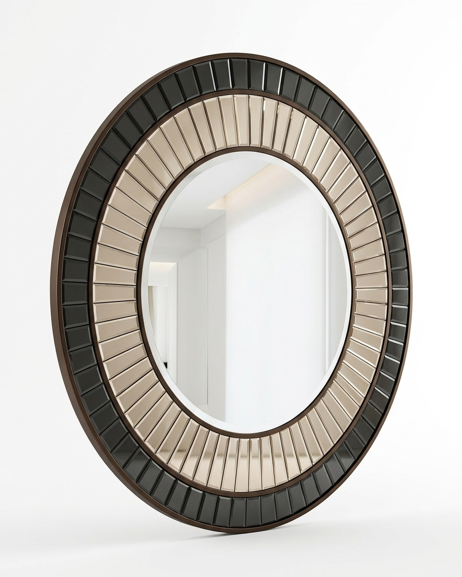 Round Black and Rose Gold Modern Mirror VDR-674 Venetian Design