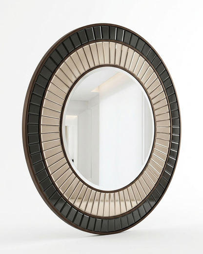Round Black and Rose Gold Modern Mirror VDR-674 Venetian Design