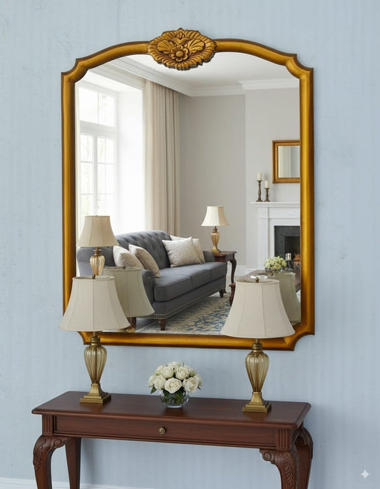 Golden Wooden Framed Mirror Venetian Design - Shop Venetian Mirrors and Furniture | Worldwide Shipping