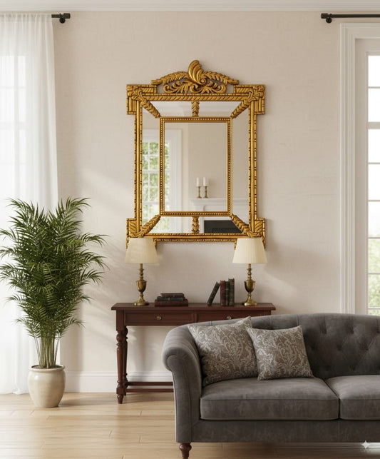 Golden Wooden Framed Mirror Venetian Design - Shop Venetian Mirrors and Furniture | Worldwide Shipping