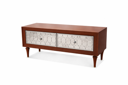 Mid-Century Modern 4ft Long Wooden Console with Mirrored Drawers Venetian Design - Shop Venetian Mirrors and Furniture | Worldwide Shipping