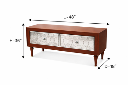 Mid-Century Modern 4ft Long Wooden Console with Mirrored Drawers Venetian Design - Shop Venetian Mirrors and Furniture | Worldwide Shipping