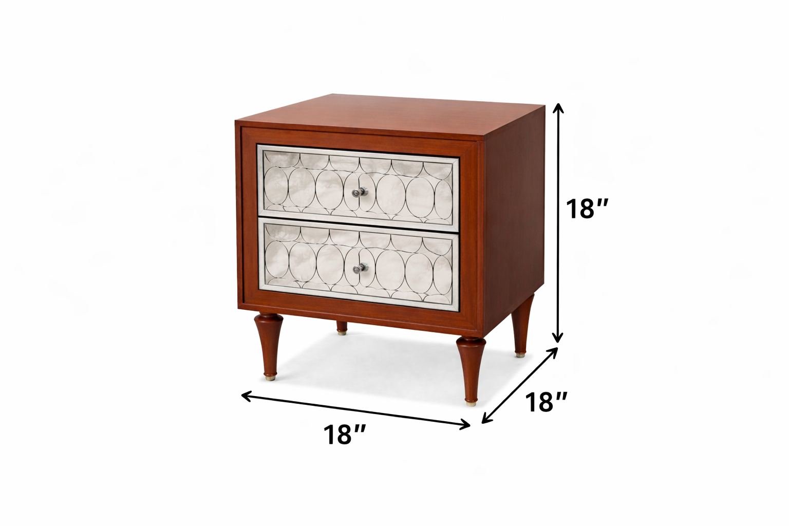 Mid-Century Modern Bed Side Wooden Table with Mirrored Drawers Venetian Design - Shop Venetian Mirrors and Furniture | Worldwide Shipping