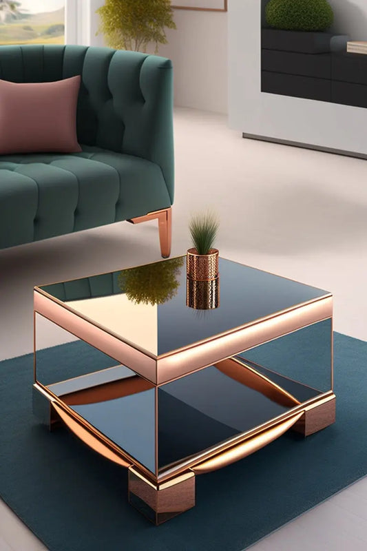 Rose Gold Mirrored Coffee Table Venetian Design (The boutique factory) 100% Heart Made Products