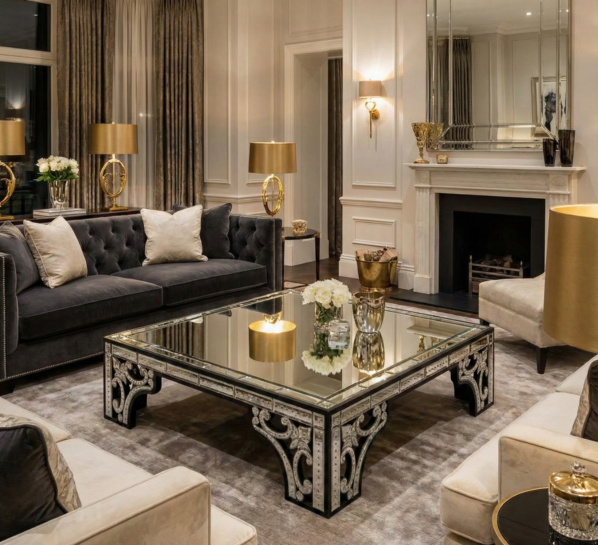 Mirrored Coffee Table Venetian Design (The boutique factory) 100% Heart Made Products