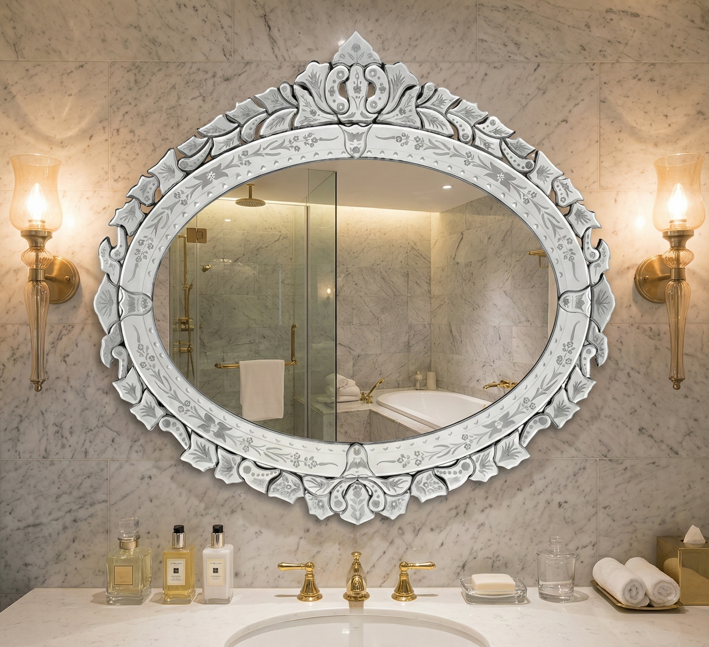 Venetian Mirror VD-782 Size - 40 x 40 Inches Venetian Design 100% Heart Made Products