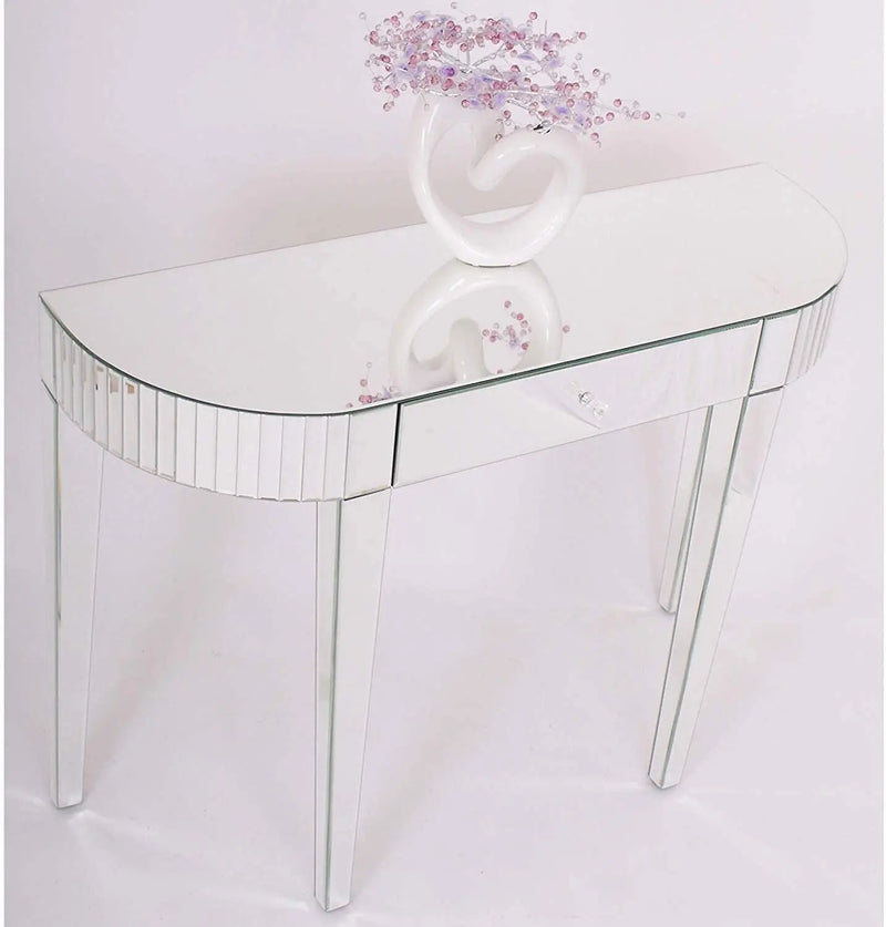 Curved Mirrored Console Table with Drawer VDMF-430