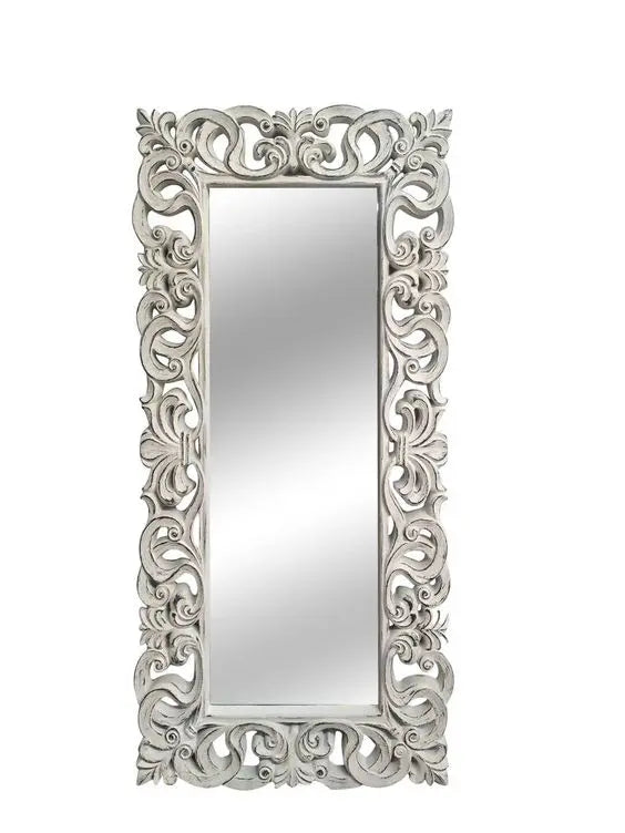 Silver Wooden Frame Wall Mirror