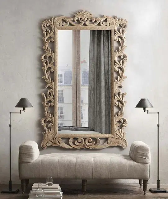 Golden Wooden Frame Wall Mirror