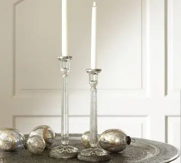 GLASS CANDLE STANDS SET OF 2 Venetian Design