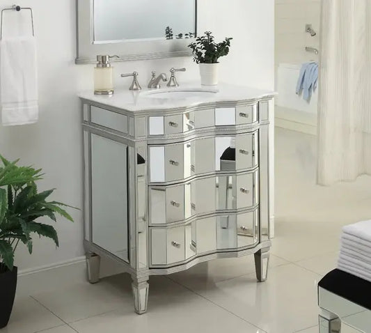 Aurora Mirrored Bathroom Vanity, 4 drawer cabinet Venetian Design (The boutique factory) 100% Heart Made Products