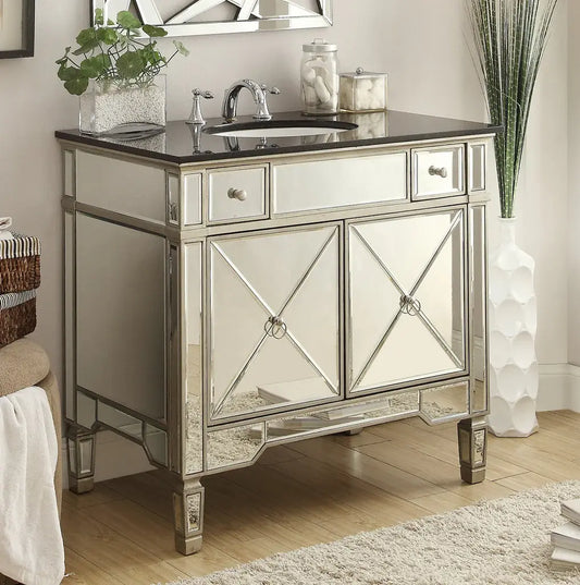 Catalina Mirrored Bathroom Vanity, 2 drawer and 2 door cabinet Venetian Design (The boutique factory) 100% Heart Made Products