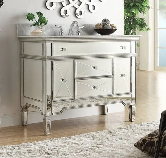 Celeste Mirrored Bathroom Vanity, 3 drawer and 2 door cabinet Venetian Design (The boutique factory) 100% Heart Made Products